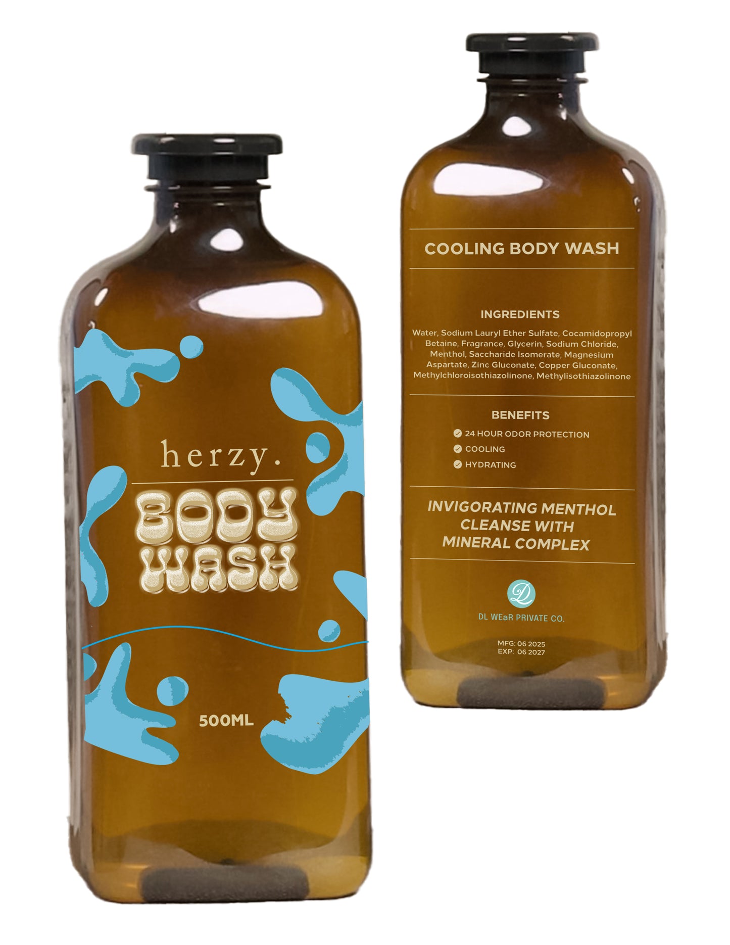 Herzy Cooling Body Wash – Invigorating Menthol Cleanse with Mineral Complex | 250ml