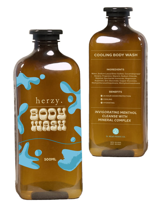 Herzy Cooling Body Wash – Invigorating Menthol Cleanse with Mineral Complex | 250ml